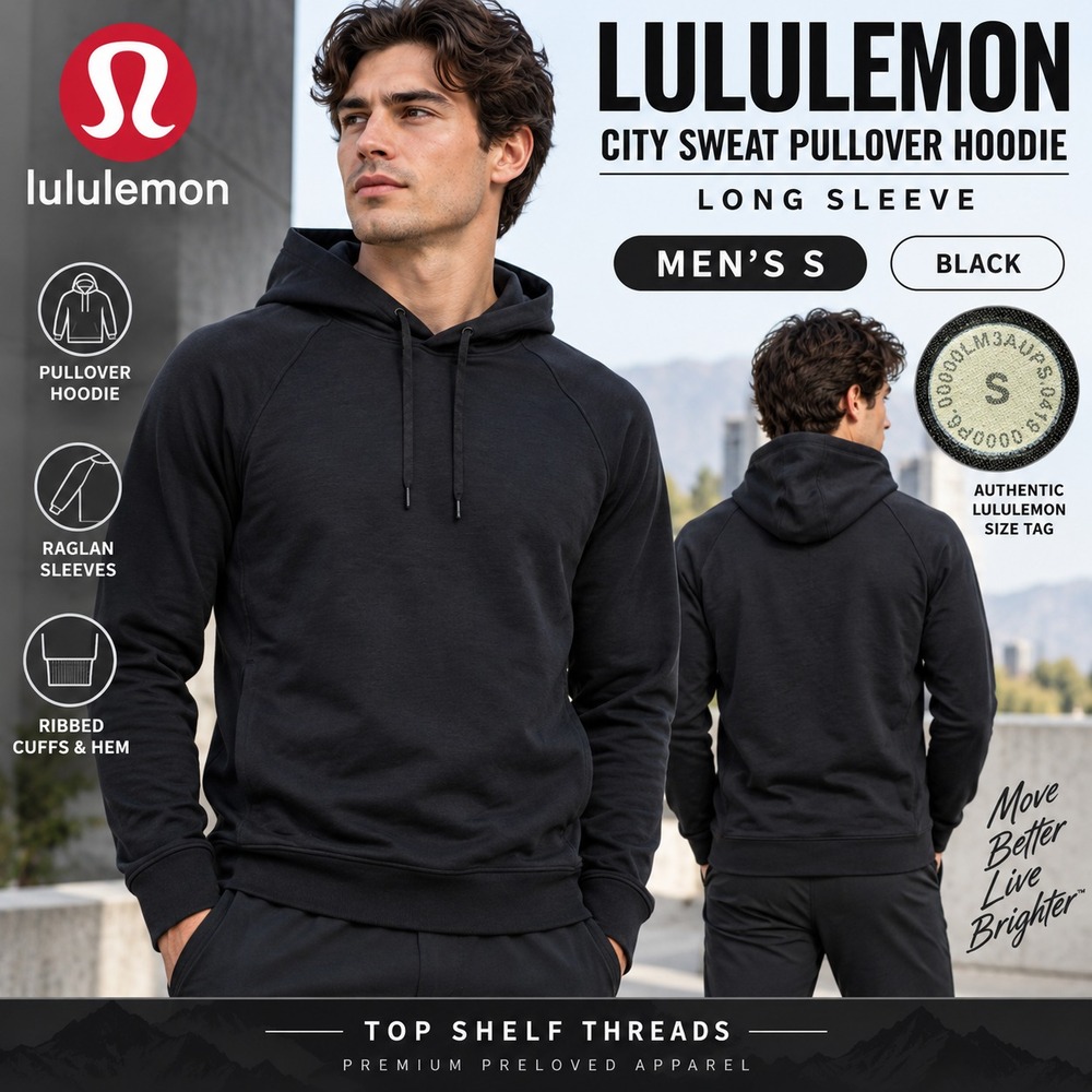 Lululemon City Sweat Men S Black Stretch French Terry Pullover Hoodie Athleisure